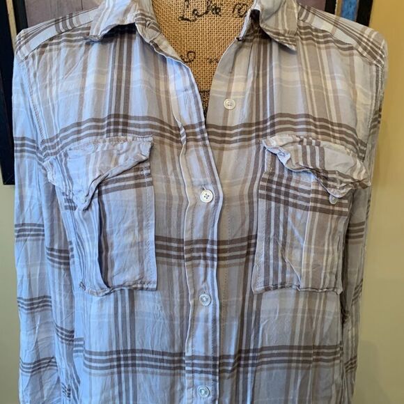Wilfred Free Rayon Long Plaid Shirt Rayon. Sz XS - Picture 4 of 5